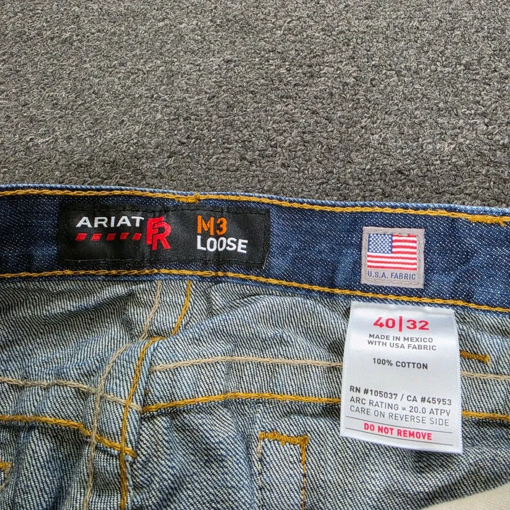 Ariat FR M3 Loose Fit Jeans Mens 36x32‎ Blue Flame Resistant Work Safety Denim